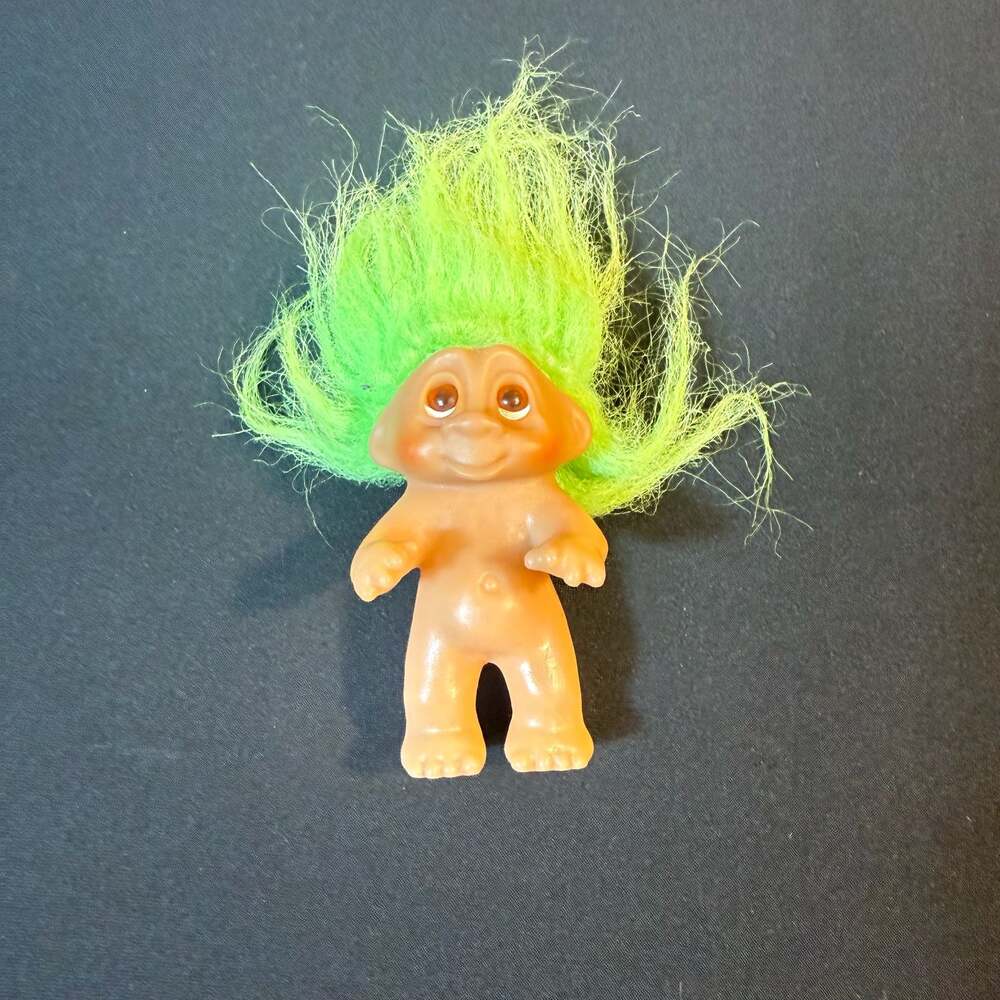 Vintage 1985 DAM Troll Doll with Neon Green Hair